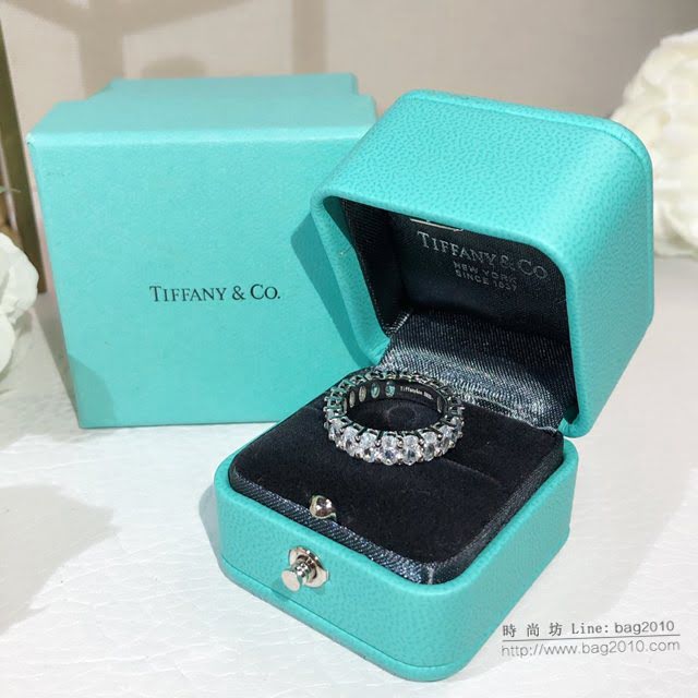 Tiffany純銀飾品 蒂芙尼女士專櫃爆款Setting鑽戒 Tiffany槽式鑲嵌圓形戒指  zgt1713